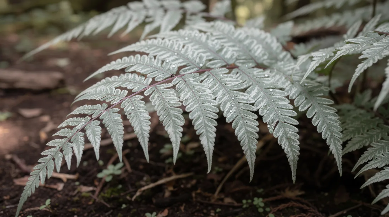 455186031e5e4d9d953c633787d64fbc The image features a Japanese Painted Fern Athyrium niponicum with its delicate intricately shaped foliage showcasing a mix of green and silver hues This low maintenance plant is a great addition to small garden ideas particularly in shaded areas or as part of container gardens in tiny spaces