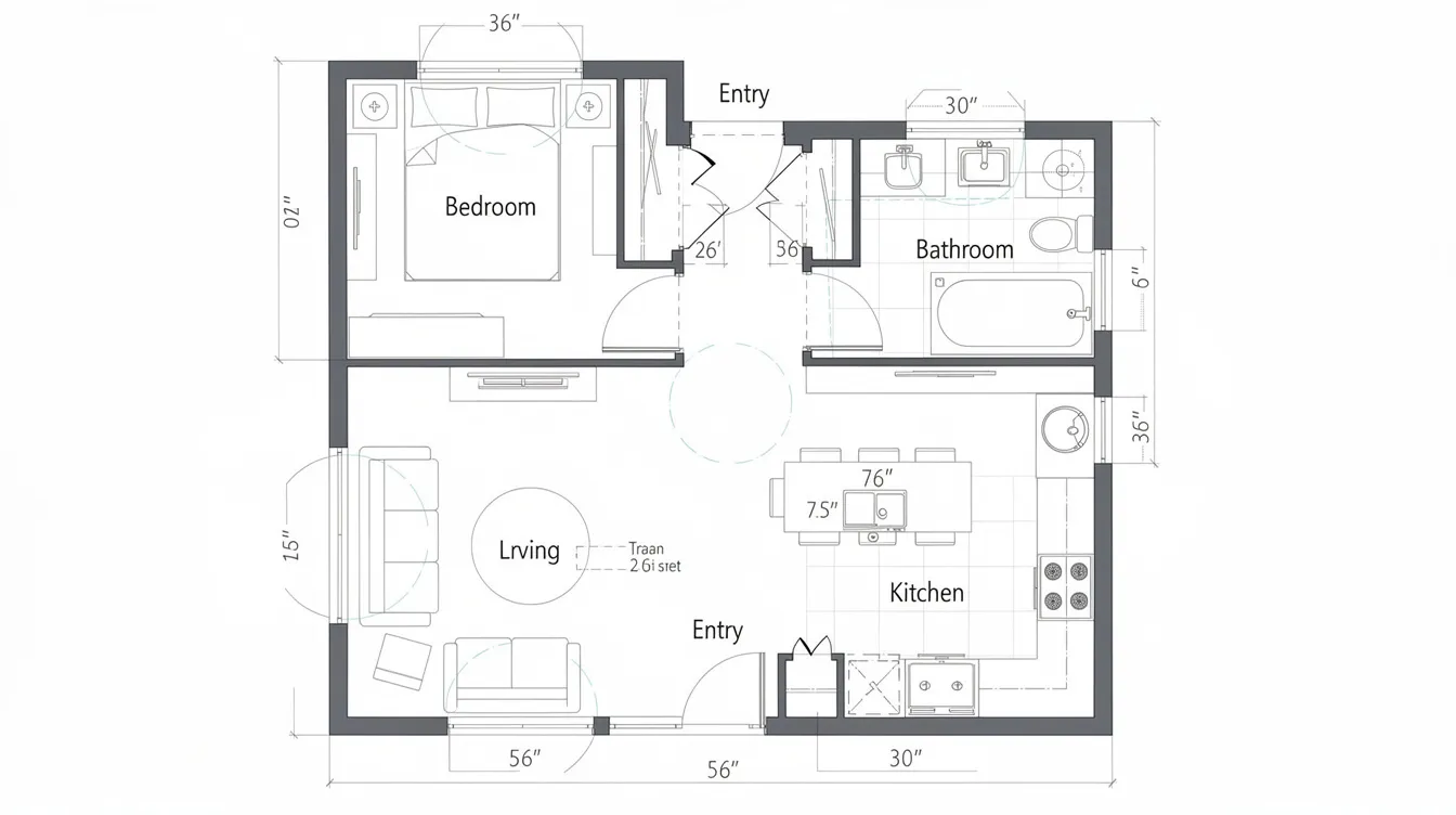 935081c5f3614353b0fc352ca83085f3 This top down floor plan illustrates an accessible apartment unit layout featuring widened doorways and ample maneuvering clearances to accommodate mobility needs The design includes details such as the arrangement of bedrooms and living spaces ensuring a functional and comfortable environment for families