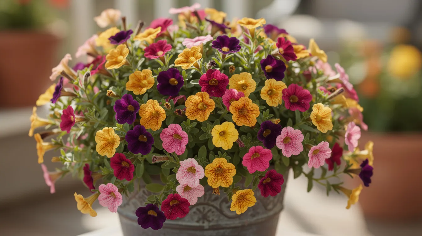 A0e7590b6359407b8094b164cd5a0051 The image features vibrant Calibrachoa Million Bells flowers in bright pink and yellow hues thriving in full sun within a container garden Their compact habit and continuous blooms make them ideal for small spaces like window boxes or hanging baskets adding a splash of color to any outdoor setting