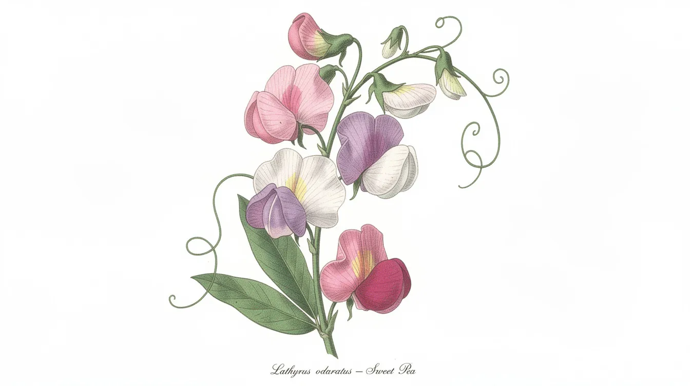 Bf9f21606e344e2fbe104a56559e7670 The image features Sweet Pea Lathyrus odoratus a flowering vine known for its vibrant deep purple flowers and sweet fragrance This perennial vine thrives in sunny to partial shade locations making it an excellent choice for climbing plants in small gardens or on sturdy trellises