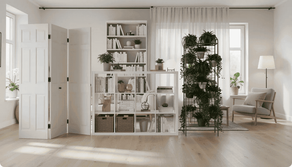 Modern tiny house interior design Bright and airy tiny house interior with white shelves and natural light