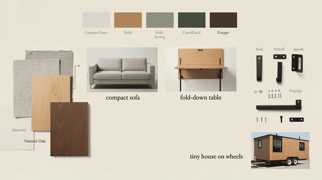 Explore tiny house interior design Tiny house on wheels with compact furniture and natural wood finishes