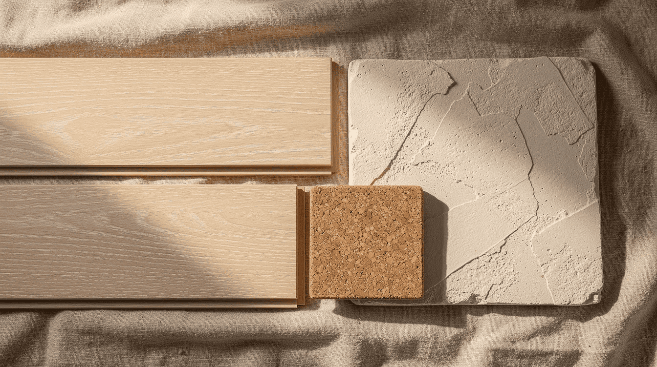 Tiny house exterior material samples Close up of tiny house exterior materials including wood brick and stucco