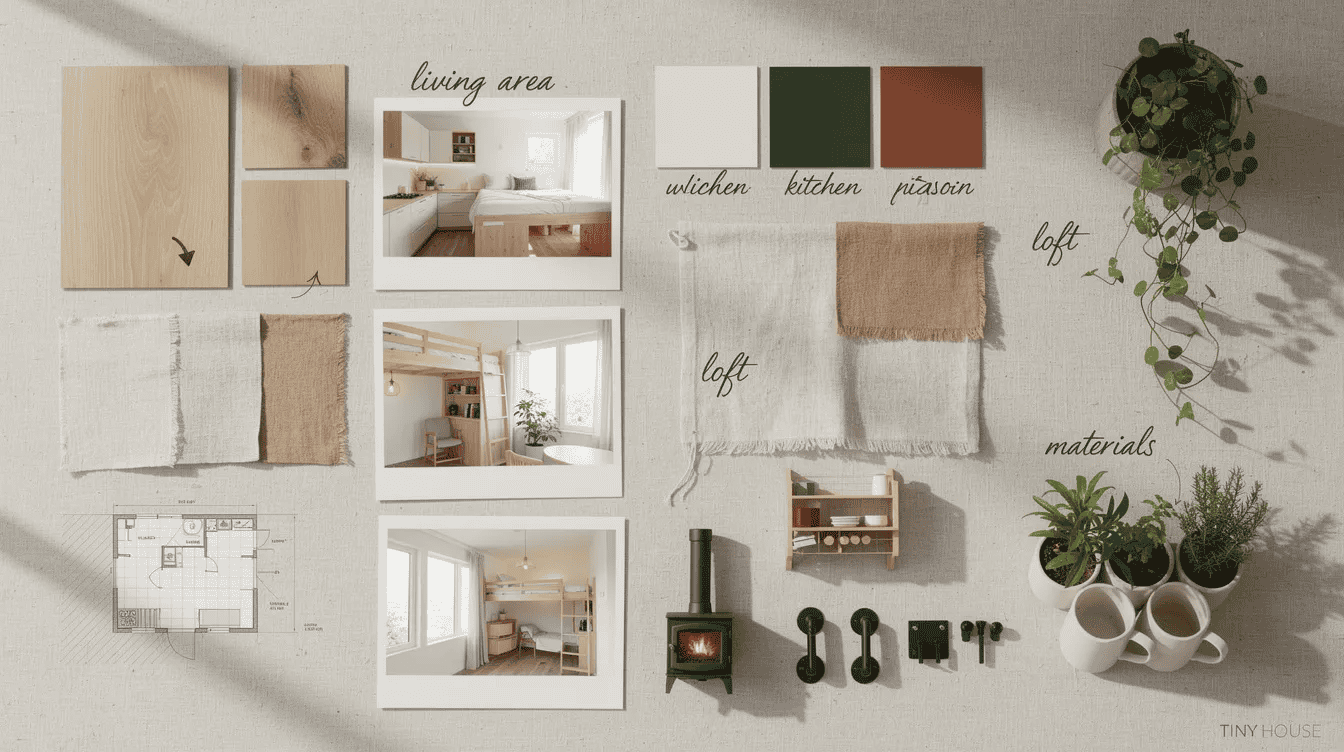 Tiny house living area design Interior design of a tiny house living space with natural light and minimalist decor