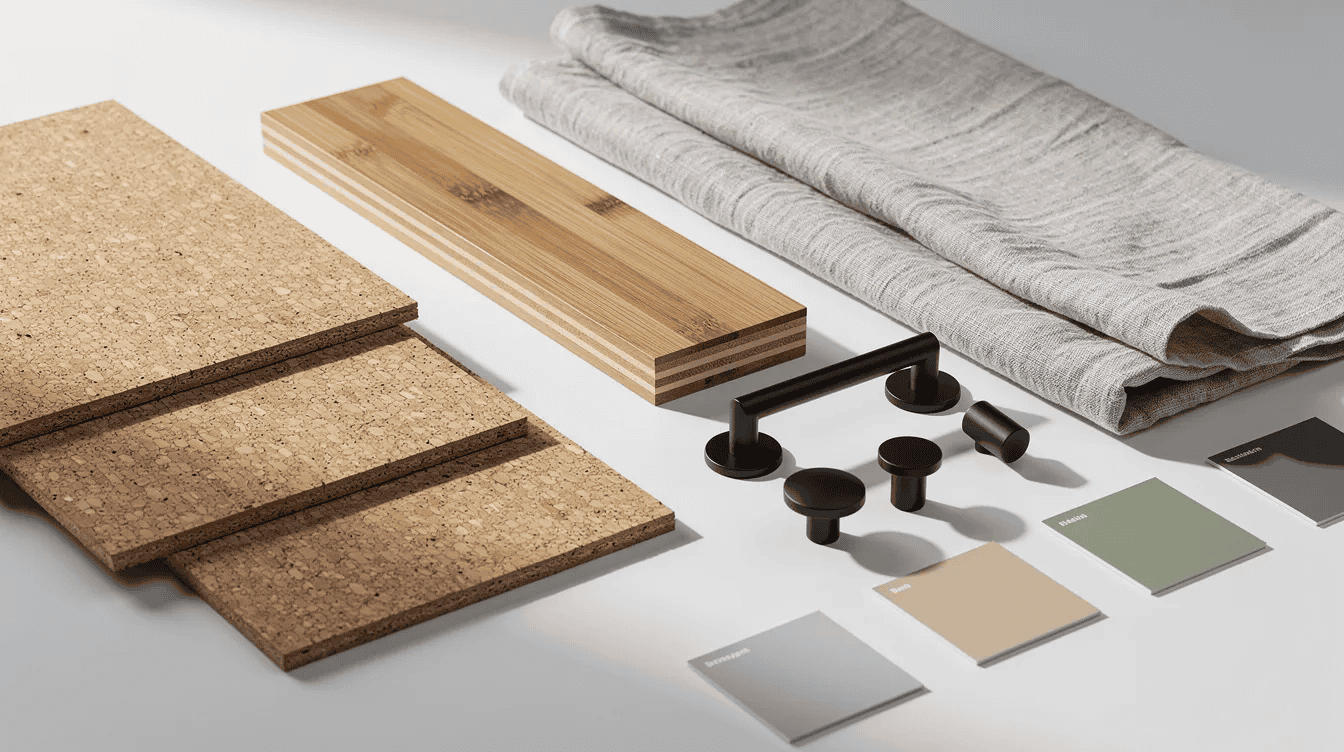 Tiny house interior material samples Interior material samples for tiny house construction and design
