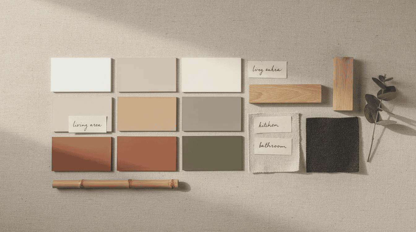 Tiny house interior color palette Color swatches and materials for tiny house interior design